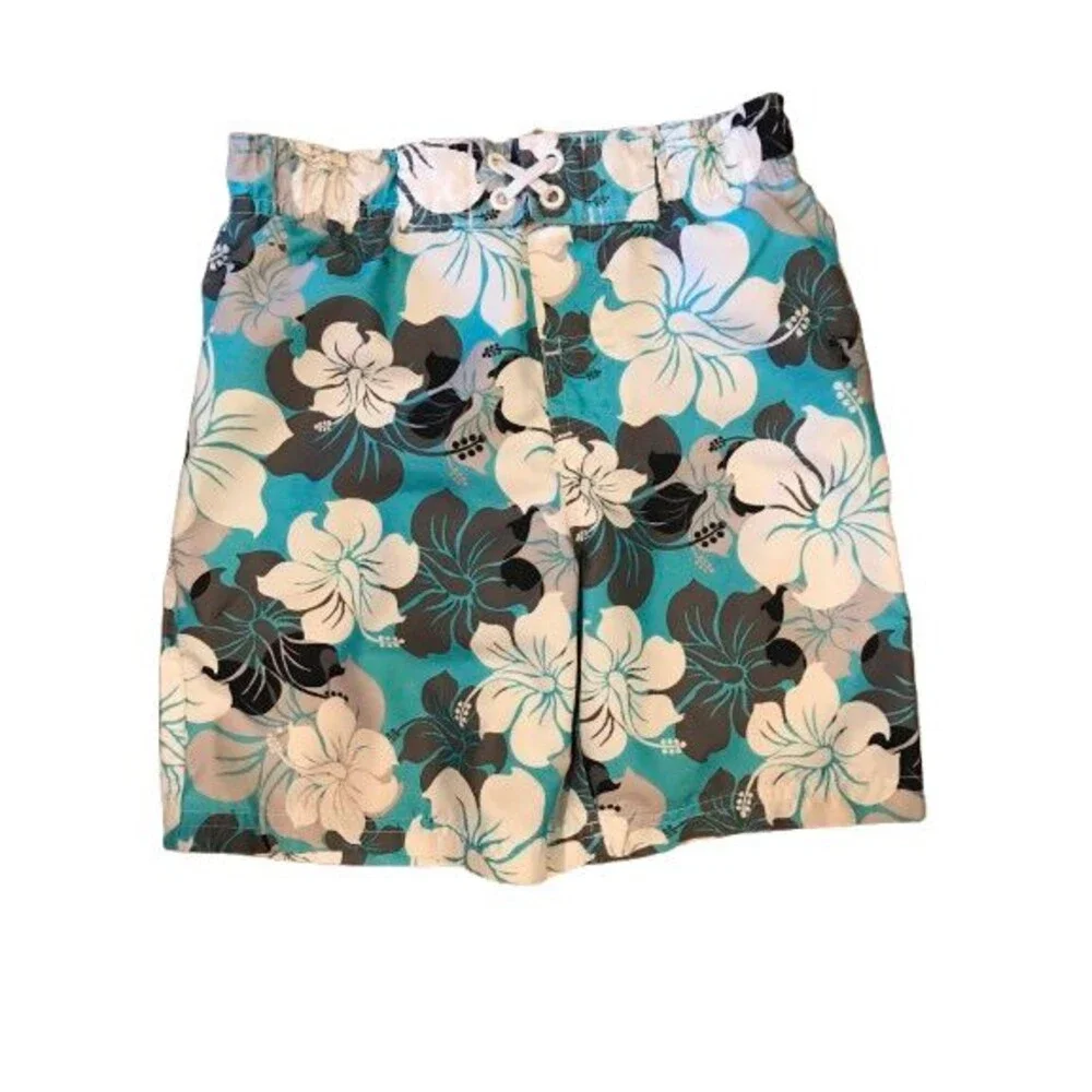 Boy's 4T Swim Trunks Circo Floral Drawstring w/ Liner